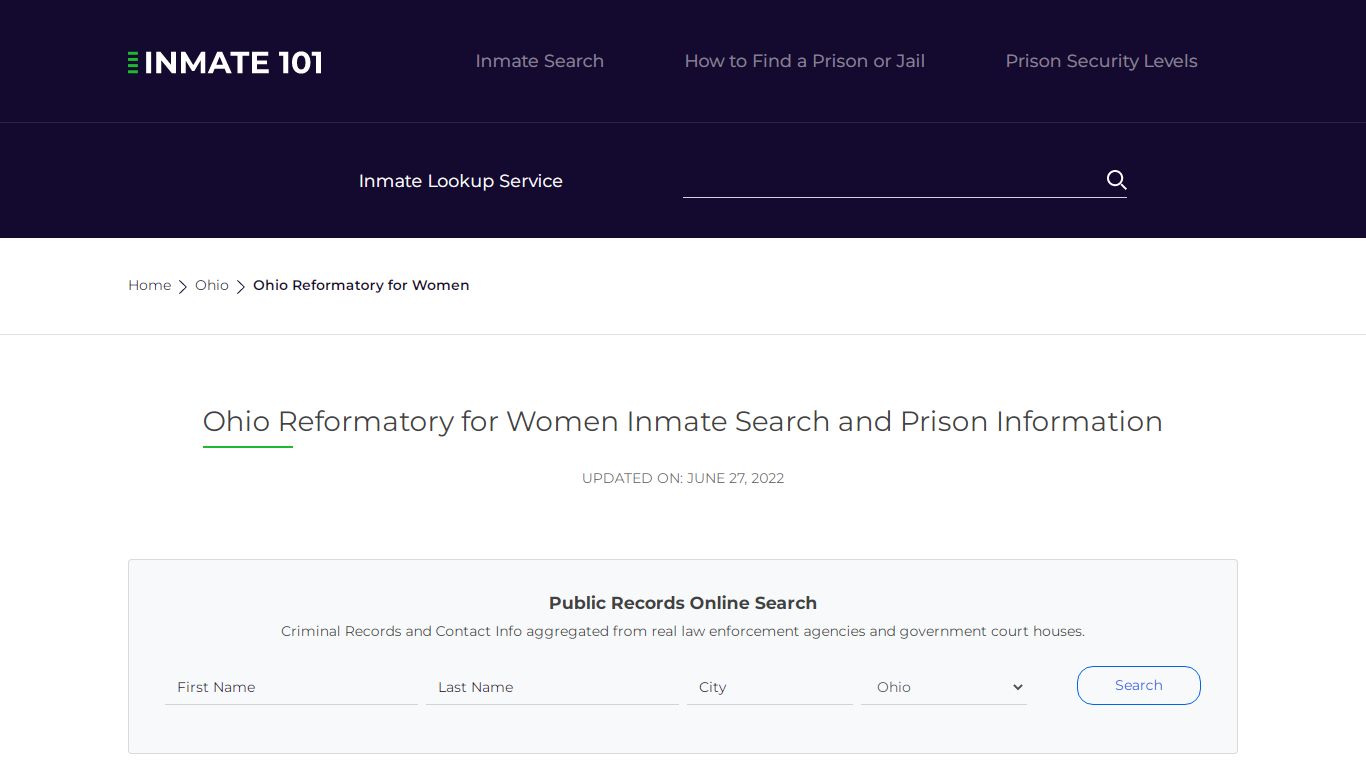 Ohio Reformatory for Women Inmate Search, Visitation ...